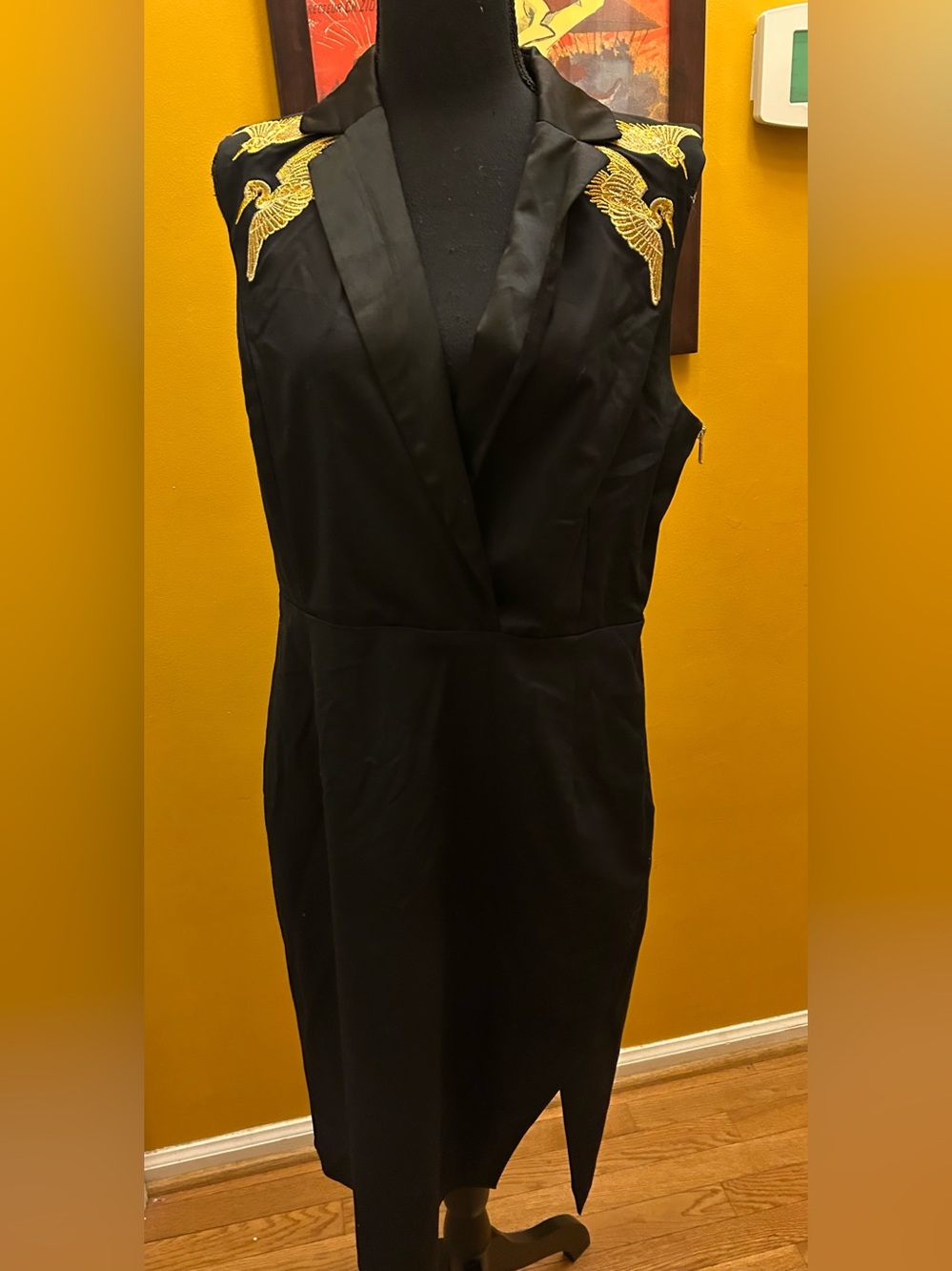 Target X Altuzarra Black Blazer Dress W/Golden Bird Embroidered Collar Size 14